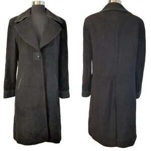 Alpaca 111 Suri Button Long Coat Green Suede Trim